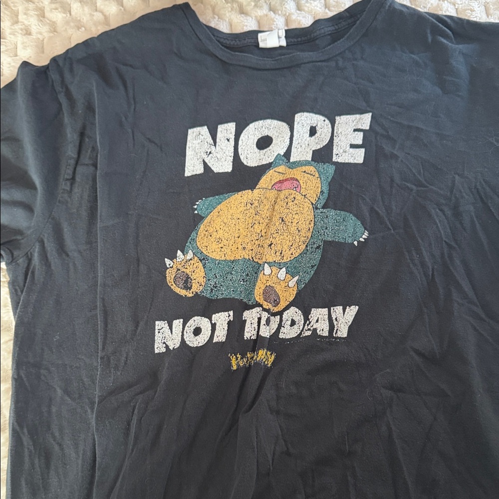 Black Graphic Tee with Snorlax Print
